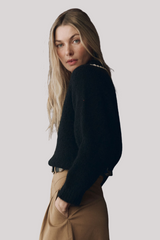 The Great - The Crochet Collar Pullover - BLKSFWHT