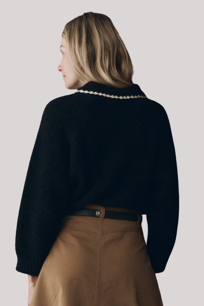 The Great - The Crochet Collar Pullover - BLKSFWHT