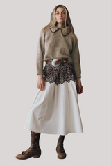 The Great - The Crochet Collar Pullover - OATBROWN