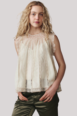 The Great - The Keepsake Lace Shell Top - CREAM
