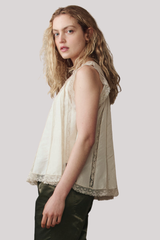 The Great - The Keepsake Lace Shell Top - CREAM