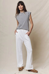 The Great - The Peak Shoulder Striped Tee - VINTABLU