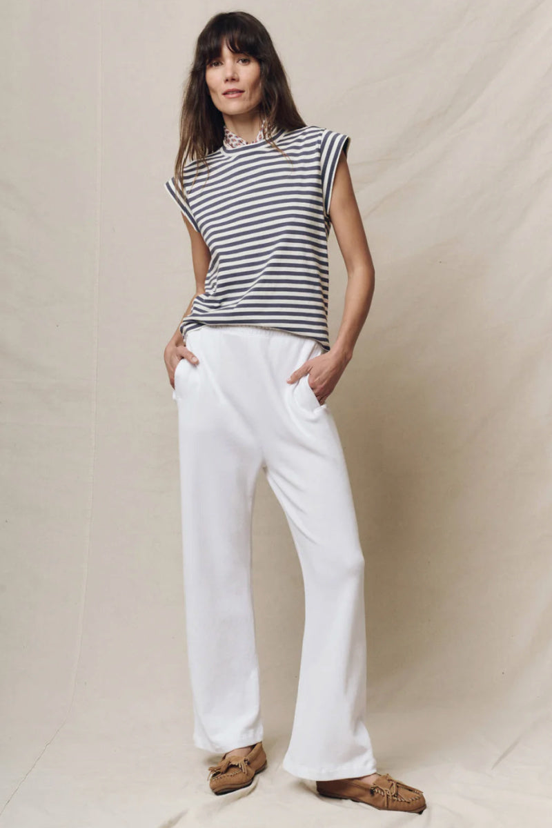 The Great - The Peak Shoulder Striped Tee - VINTABLU