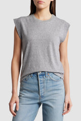 The Great - The Peak Shoulder Tee - HEATGREY