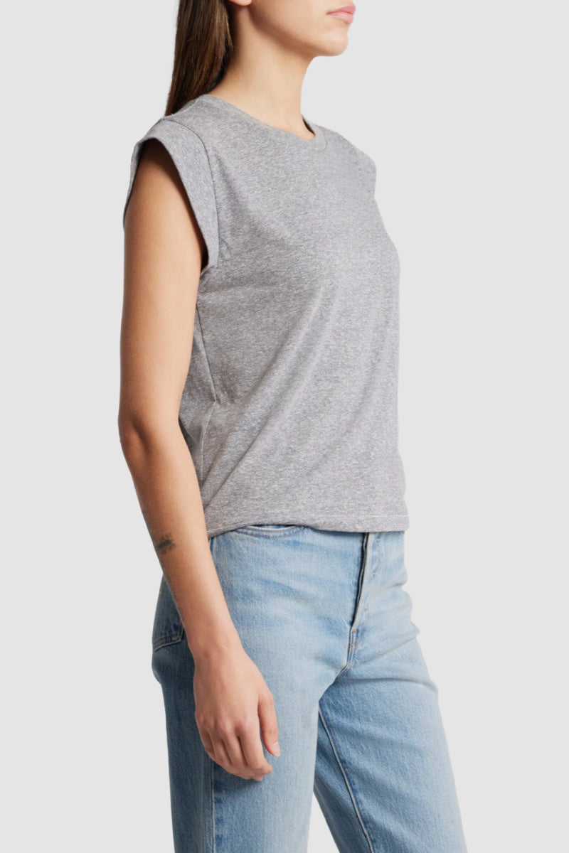 The Great - The Peak Shoulder Tee - HEATGREY