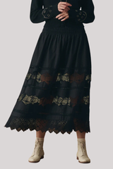 The Great - The Rosette Crochet Canary Skirt - BLACK