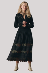 The Great - The Rosette Crochet Canary Skirt - BLACK