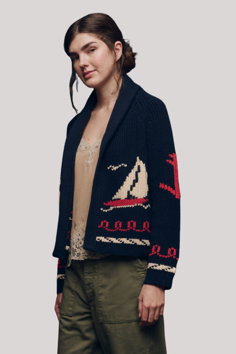 The Great - The Sailboat Lodge Cardigan - DRKNAVY