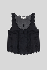 The Great - The Scalloped Eyelet Tank - BLACK