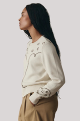 The Great - The Studded Cardigan - NATURAL