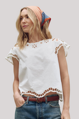 The Great - The Super Bloom Eyelet Top - WHITE