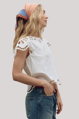 The Great - The Super Bloom Eyelet Top - WHITE