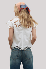 The Great - The Super Bloom Eyelet Top - WHITE