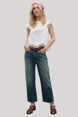 The Great - The Super Bloom Eyelet Top - WHITE