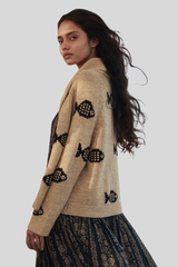 The Great - The Swimming Fish Lodge Cardigan - NATURAL