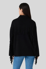 The Great - The Western Fringe Sweater Jacket - BLACK