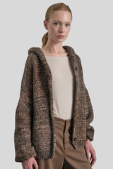 Transit - Alpaca Blend Hooded Cardigan - CHOCO