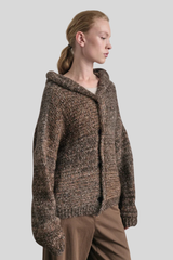 Transit - Alpaca Blend Hooded Cardigan - CHOCO
