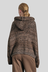 Transit - Alpaca Blend Hooded Cardigan - CHOCO