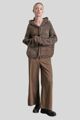 Transit - Alpaca Blend Hooded Cardigan - CHOCO