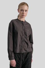 Transit - Mandarin Collar Shirt - CHOCO
