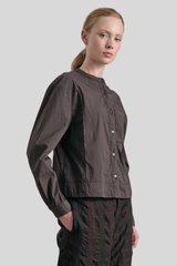 Transit - Mandarin Collar Shirt - CHOCO