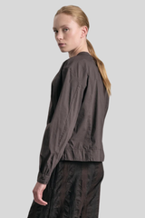 Transit - Mandarin Collar Shirt - CHOCO