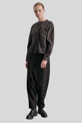 Transit - Mandarin Collar Shirt - CHOCO