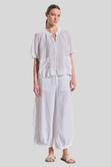 Transit - Lines T-Shirt With Cap Sleeves - WHITE
