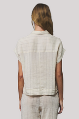 Transit - Pinstripe Dropped Shoulder Shirt - MILK