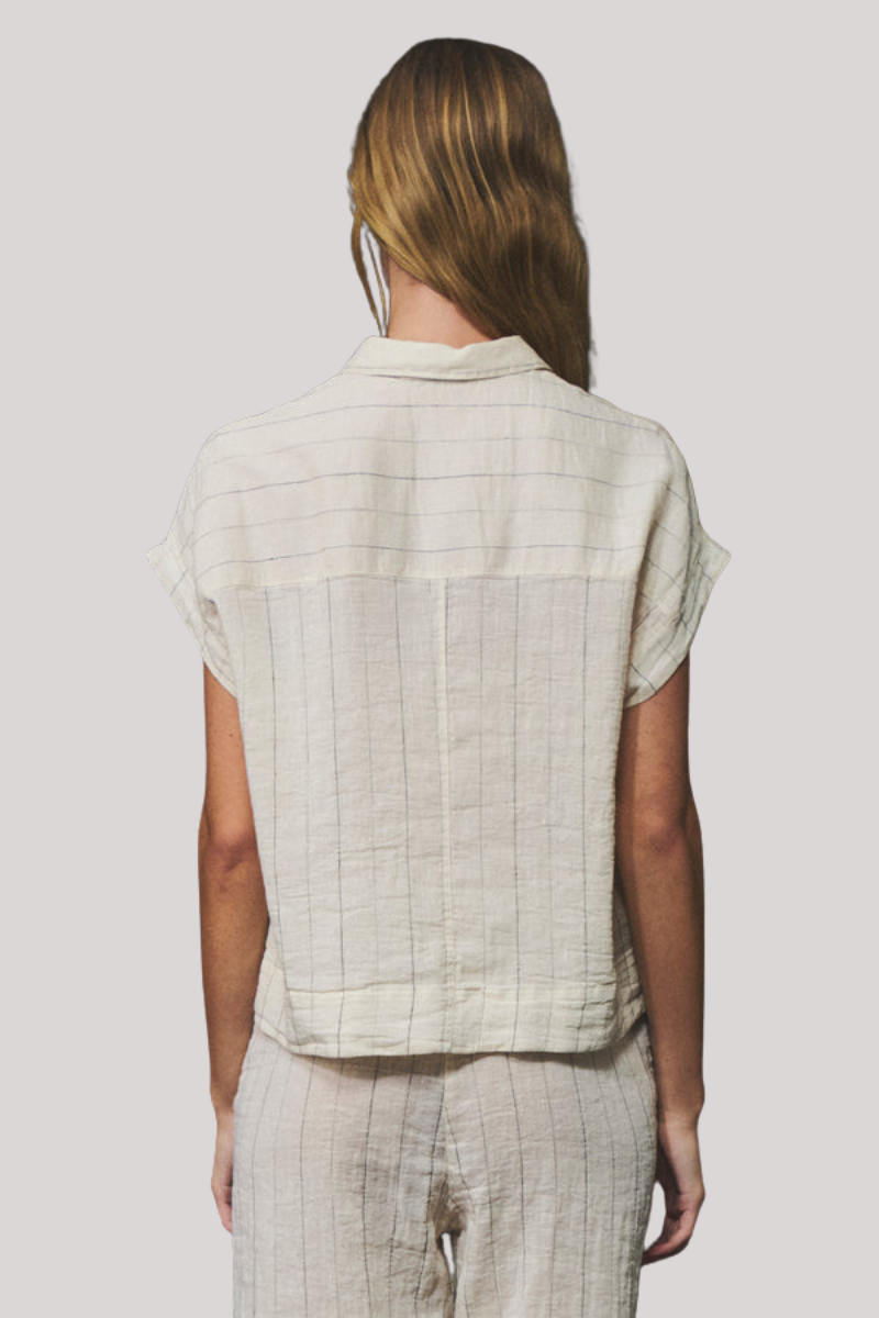 Transit - Pinstripe Dropped Shoulder Shirt - MILK