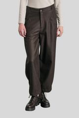 Transit - Pinstriped Wide Leg Trousers - CHOCO