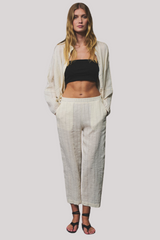 Transit - Relaxed Fit Pinstripe Trousers - MILK