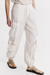 Transit - Silk Blend Multicargo Trouser - SAND