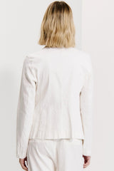 Transit - Slim Fit Mandarin Collar Linen Jacket - MILK