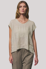 Transit - Wide Shoulder Rounded V-Neck Top - ROPE
