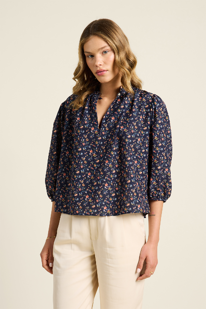 marno Bianca blouse（NAVY） Francine Blouse Navy Poplin