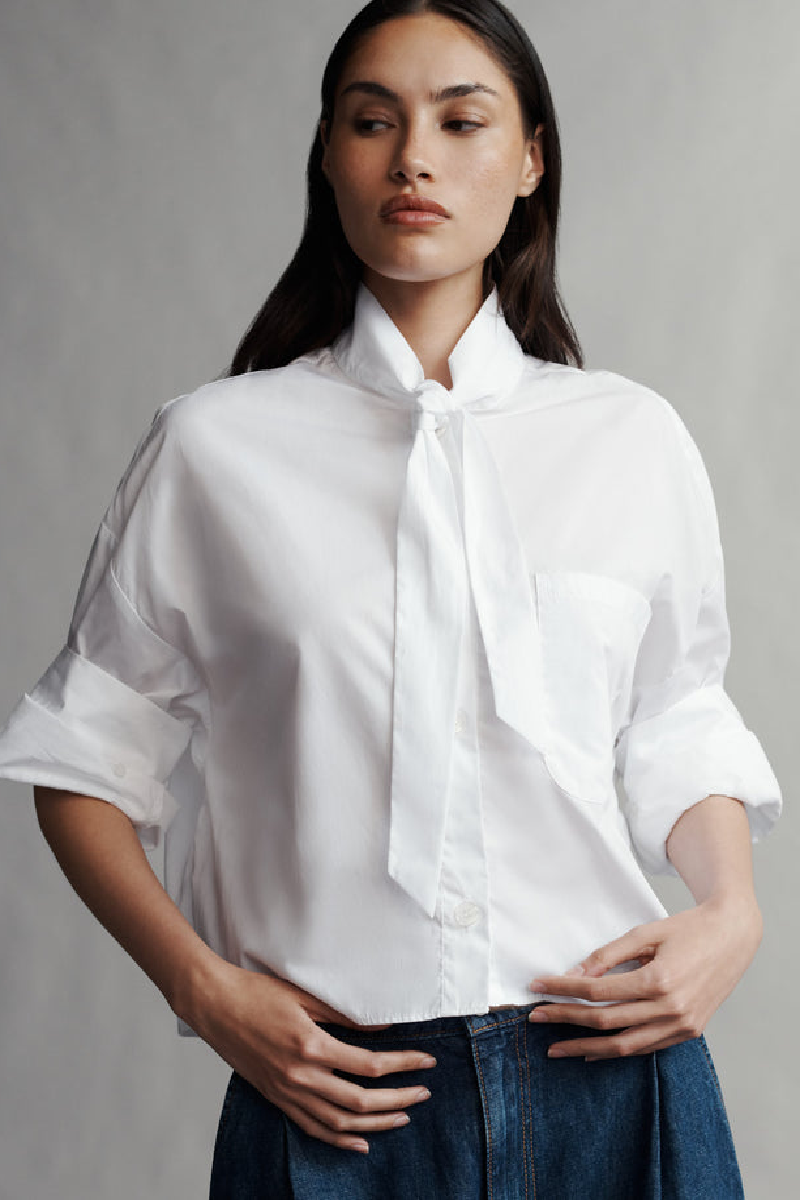 【TIE.ME】button up T-shirt / WHITE TWP - Next Ex Shirt With Tie
