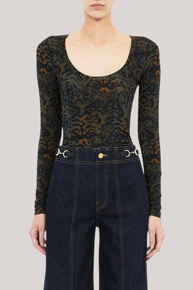 Ulla Johnson - Aris Jersey Long Sleeve U-Neck Top - DESJASPR