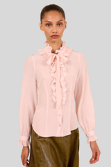 Ulla Johnson - Catroux Long Sleeve Silk Blouse - POWDER