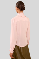 Ulla Johnson - Catroux Long Sleeve Silk Blouse - POWDER