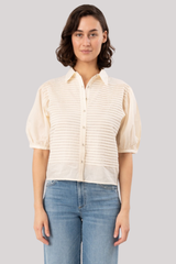 Ulla Johnson - Cordelia Short Sleeve Button Up Top - COWRIE