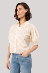 Ulla Johnson - Cordelia Short Sleeve Button Up Top - COWRIE