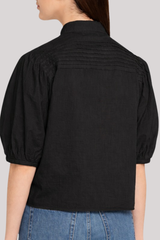 Ulla Johnson - Cordelia Short Sleeve Button Up Top - NOIR