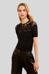 Ulla Johnson - Ella Short Sleeve Lace Top - NOIR
