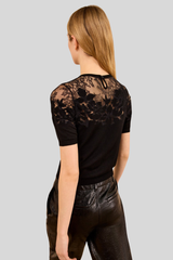 Ulla Johnson - Ella Short Sleeve Lace Top - NOIR