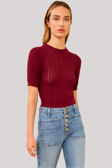 Ulla Johnson - Gemma Puff Sleeve Top  - CLARET