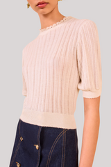 Ulla Johnson - Gemma Short Sleeve Knit Top  - PRISTINE