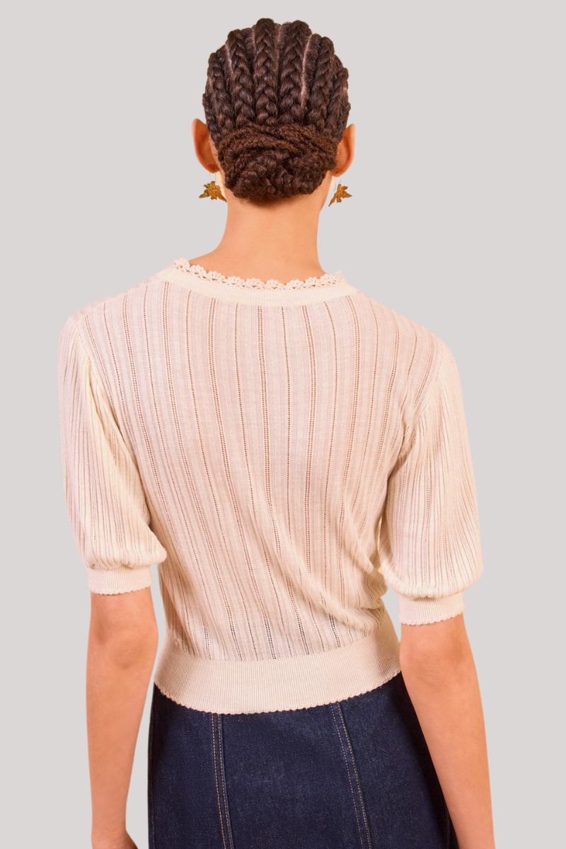 Ulla Johnson - Gemma Short Sleeve Knit Top  - PRISTINE