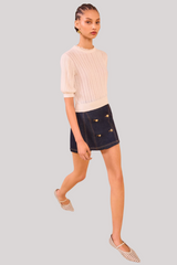 Ulla Johnson - Gemma Short Sleeve Knit Top  - PRISTINE